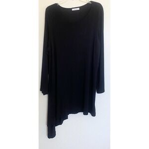 Bryn Walker‎ Women L Modal Soft Black  Asymmetric Hem Lagenlook Tunic Dress USA